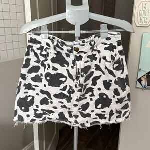 Princess Polly Black and White Cow Print Mini Skirt